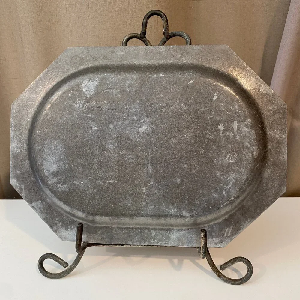 Vtg Wilton Pewter Octagonal Platter Tray 14x10‎ Colonial Style USA